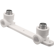 Угольник комбинированный двойной Thermolight PP-R 20 мм x 1/2 НР с креплением белый TL3405