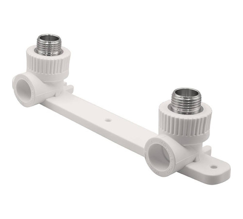 Угольник комбинированный двойной Thermolight PP-R 20 мм x 1/2 НР с креплением белый TL3405