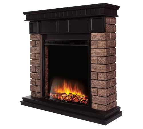 Портал для электрокамина Firelight Bricks Wood Classic камень коричневый шпон темный дуб НС-1525999