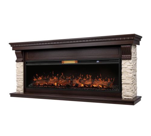 Каминокомплект Royal Thermo Aurora RTFP/P-AR60LS с порталом Michigan 60 камень молочный шпон темный дуб НС-1721305