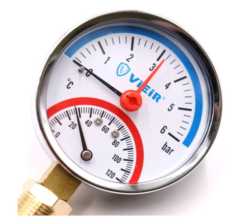 Термоманометр радиальный Vieir 80 мм 6 бар 1/2 YE6