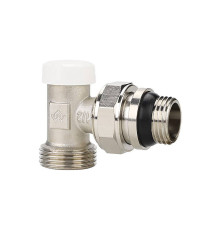 Клапан радиаторный запорный угловой Varmega 1/2x3/4 EK с самоуплотняющимся полусгоном VM10211