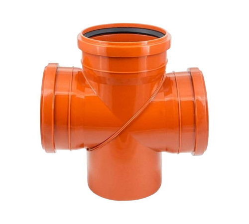 Крестовина одноплоскостная Политэк 110x110x110 мм 87° для наружной канализации 111111087