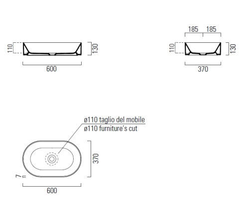 Раковина накладная GSI AltaCeramica AC30535 600х370 мм Marbled white AC30535