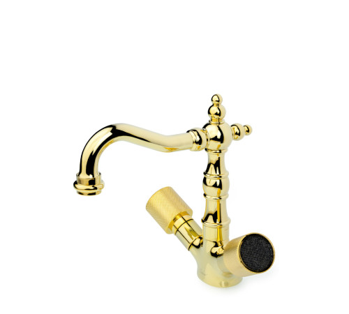 Смеситель для раковины Boheme Royal Cristal на 1 отверстие золото/черный кристалл 292-Royal/CRST black