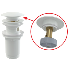 Донный клапан Alcaplast CLICK/CLACK 5/4 цельнометаллический с большой заглушкой белый A392B