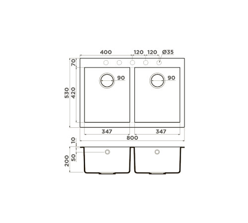Кухонная мойка Omoikiri Bosen 80-2-DC Tetogranit 80x53 см темный шоколад 4993840