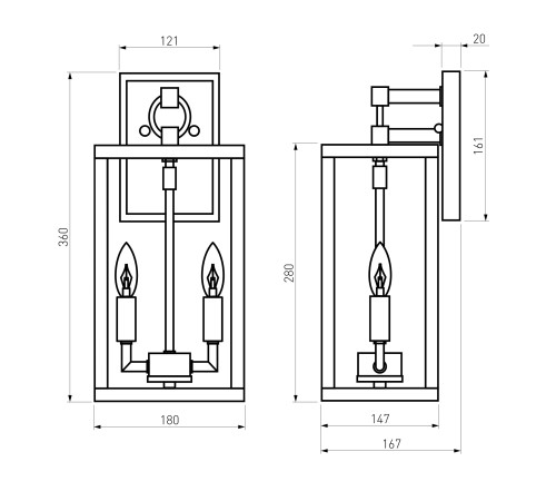 Уличный настенный светильник Candle D 35150/D черный