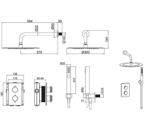 Душевой комплект Allen Brau Priority черный матовый 5.31013-31