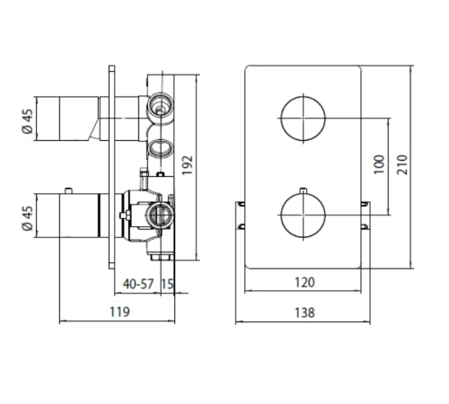 Внешняя часть термостата Bossini TEO Z00002.094 на 1-5 выходов Шлифованный никель