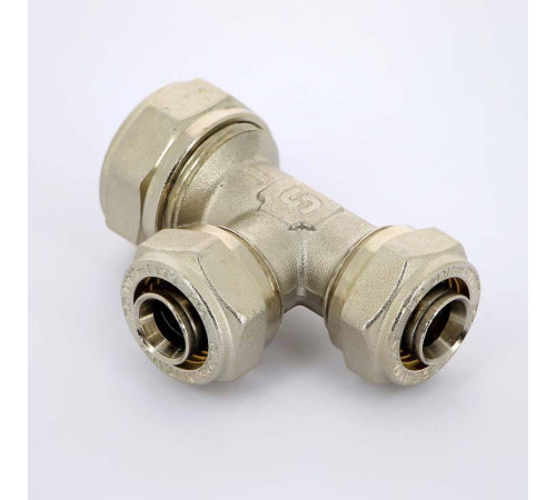 Тройник обжимной никелированный Uni-Fitt 26х20х20 мм 666N8770