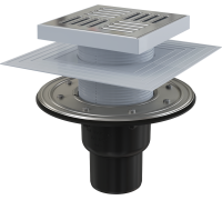 Трап для душа AlcaPlast 150x150/50/75 мм прямой выпуск решетка нержавеющая сталь APV4444