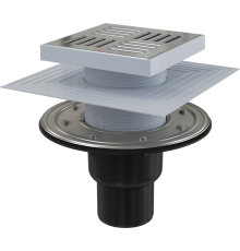 Трап для душа AlcaPlast 150x150/50/75 мм прямой выпуск решетка нержавеющая сталь APV4444