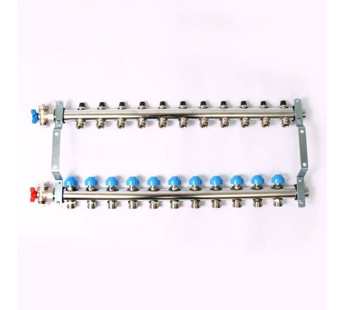 Коллекторная группа из нержавеющей стали Rehau HKV-D с регулирующими и термостатическими вентилями 1 x 3/4 EK 11 выходов 218111