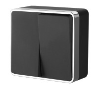 Выключатель двухклавишный Gallant черный/хром W5020035