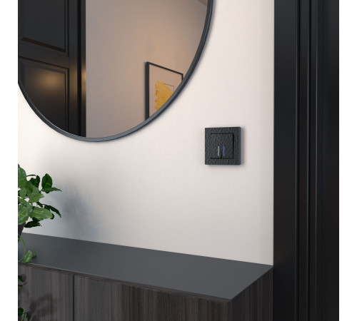 Выключатель двухклавишный проходной с подсветкой (Hammar черный) W1222108