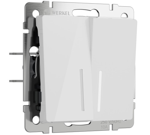 Выключатель двухклавишный с подсветкой (белый акрил) W1120141