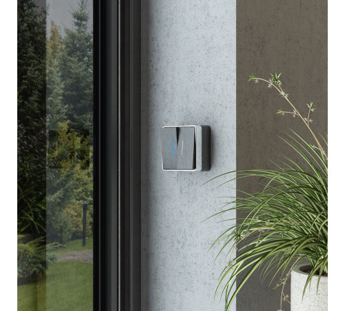 Выключатель двухклавишный с подсветкой Gallant графит рифленый W5020104