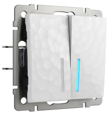 Выключатель двухклавишный с подсветкой (Hammer белый) W1220101