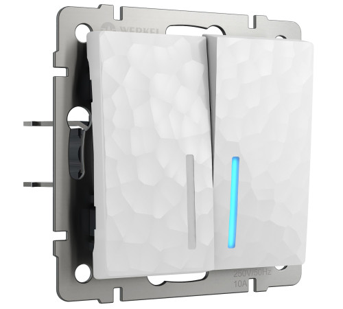 Выключатель двухклавишный с подсветкой (Hammer белый) W1220101