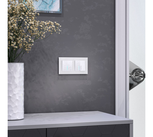 Выключатель двухклавишный с подсветкой (Hammer белый) W1220101