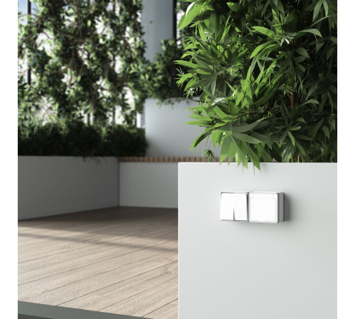 Выключатель двухклавишный влагозащищенный Gallant белый WL15-03-02