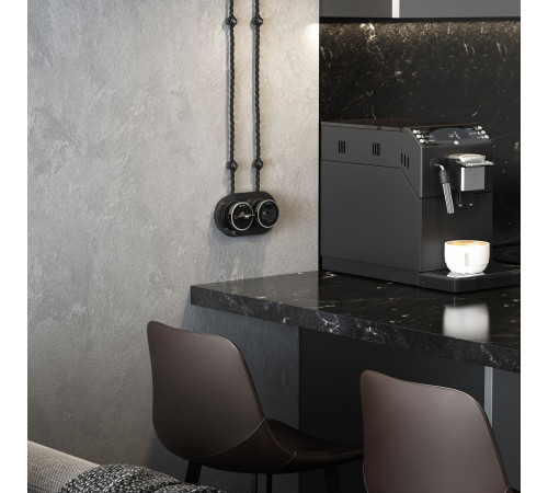 Выключатель на 4 положения двухклавишный Vintage черный матовый/хром W5822051