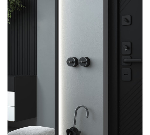 Выключатель на 4 положения двухклавишный Vintage черный матовый/хром W5822051