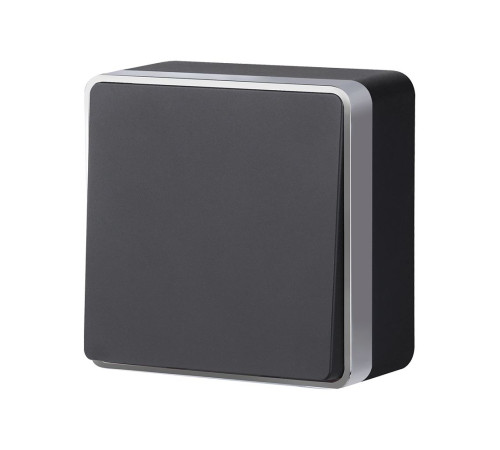 Выключатель одноклавишный проходной Gallant черный с серебром W5012034