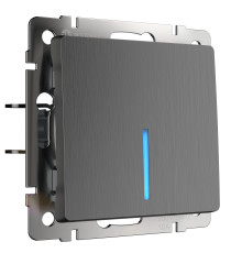 Выключатель одноклавишный с подсветкой (графит рифленый) W1110104