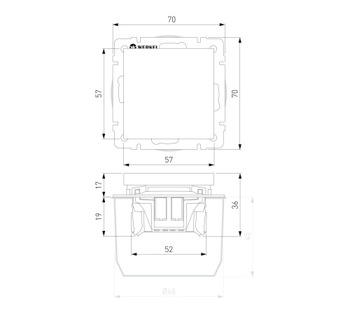 Выключатель одноклавишный (шампань) W1110011
