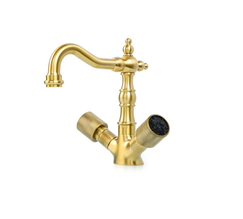 Смеситель для раковины Boheme Royal Cristal на 1 отверстие бронза/черный кристалл 312-Royal/CRST Black