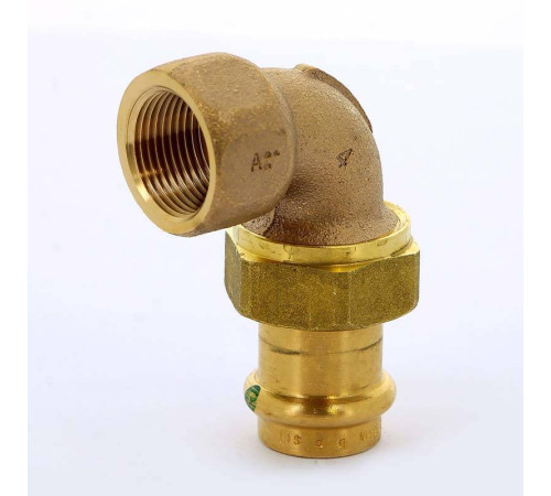 Угольник переходной Viega Sanpress 90° 22х3/4 пресс-В разъёмное соединение бронза 122614