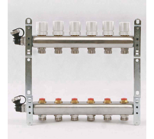 Коллекторная группа из нержавеющей стали Uni-Fitt 315S с регулировочными и термостатическими вентилями 1 x 3/4 EK 6 выходов 451I4306