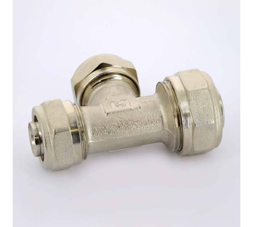 Тройник обжимной никелированный Uni-Fitt 26х20х20 мм 666N8770