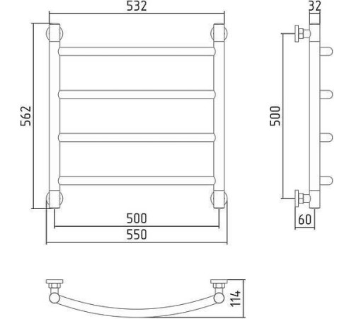 Полотенцесушитель водяной Сунержа Галант+ 500x500 мм без покрытия 00-0200-5050
