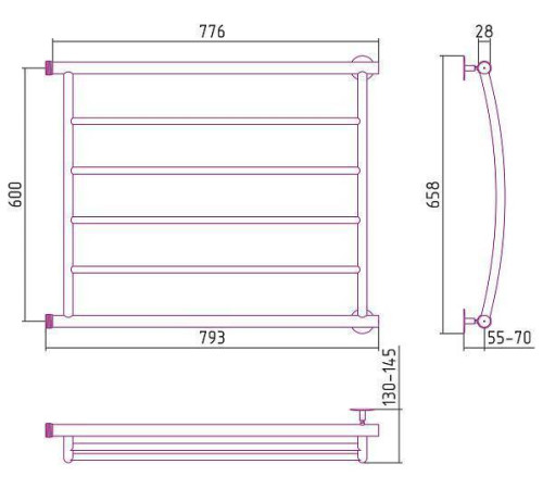 Полотенцесушитель водяной Стилье Минор 0602 80x60 см 00602-6080