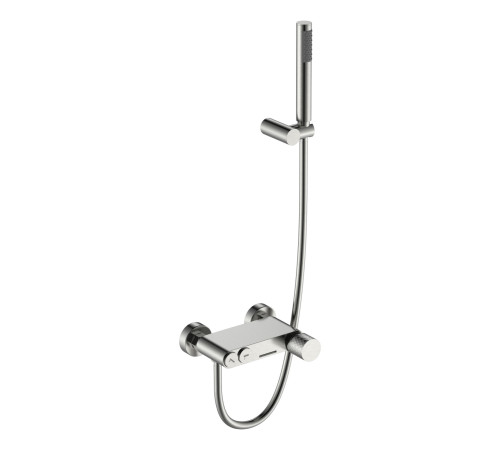 Смеситель для ванны Boheme Stick Diamond с душевым комплектом шлифованный никель 123-NB