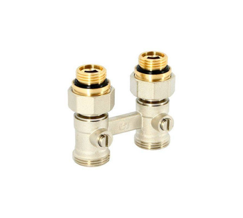 Узел радиаторный прямой Uni-Fitt 1/2 x 3/4 EK с вентилями и ниппелями 192N3020