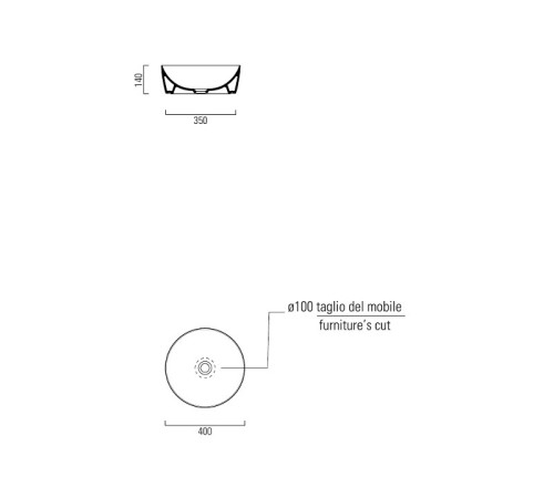 Раковина-чаша накладная GSI NUBES Ø 400 мм круглая Bistro Matte 903916