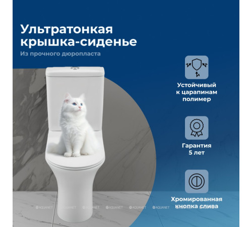 Чаша напольного унитаза Aquanet Roll-C Rimless с сиденьем Soft Close Slimseat Roll-C