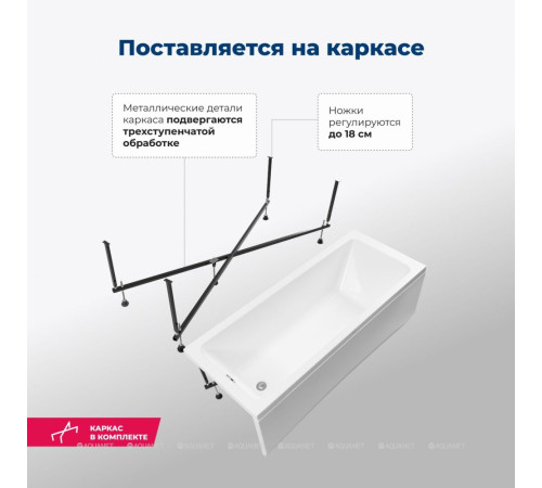 Акриловая ванна Aquanet Agata 170x75 см с каркасом 00369596