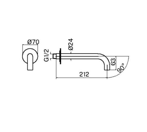 Излив для ванны настенный Plumberia Selection IXO 21 см золото брашированное SPT0058OB