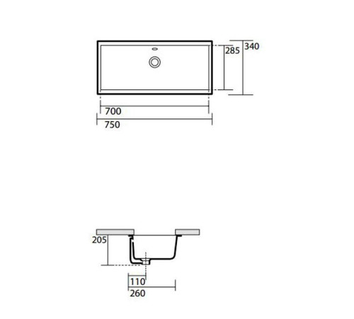 Раковина Kerasan Slim 75x34 см без отверстия белый 022501