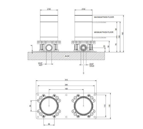 Встраиваемая часть для напольного смесителя для ванны Gessi Inciso хром 58099#031