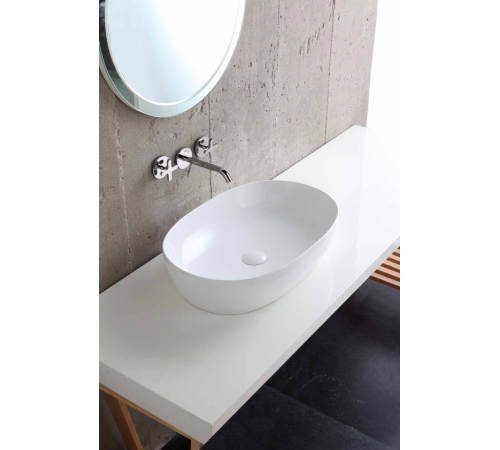 Раковина накладная Azzurra Elegance Circle 60x40x14 см Bianco lucido ELLA060400C0BI