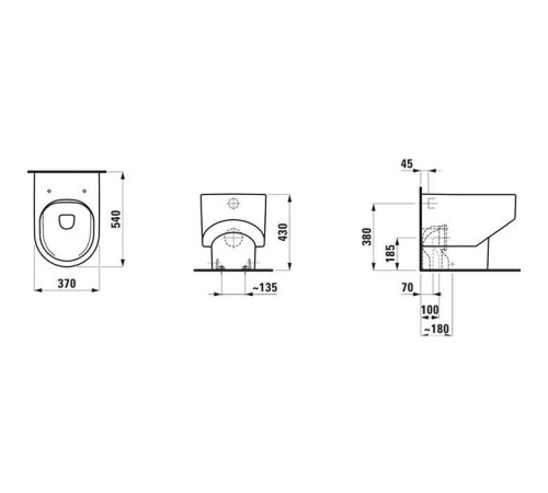 Унитаз напольный Laufen Sonar 53x37x43 см безободковый белый матовый 8.2334.1.757.000.1