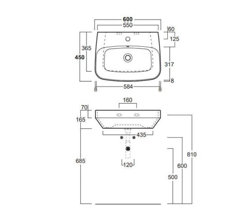Раковина SIMAS Baden Baden 60х45 см белая BB10bi