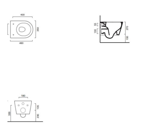 Унитаз подвесной Catalano Zero 46x35 см безободковый с сиденьем 0111460001