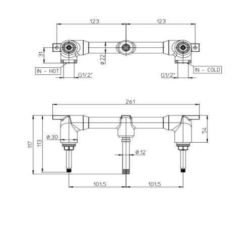 Скрытая часть смесителя Bossini PLY Z00909000